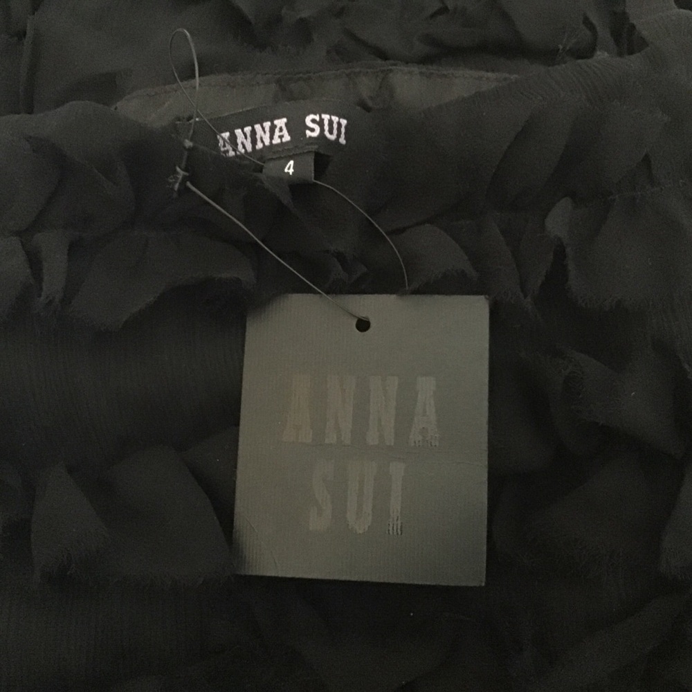NWT Anna Sui Silk Laser Cut Ruffled Tiers Dress XS - Picture 6 of 8